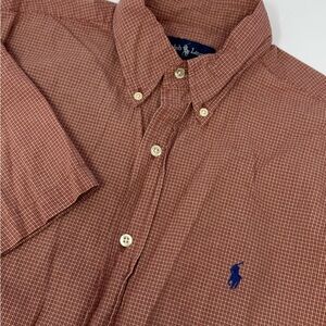 Ralph Lauren Blake Men’s Short Sleeve Red Plaid Button Down Size Large Preppy L2